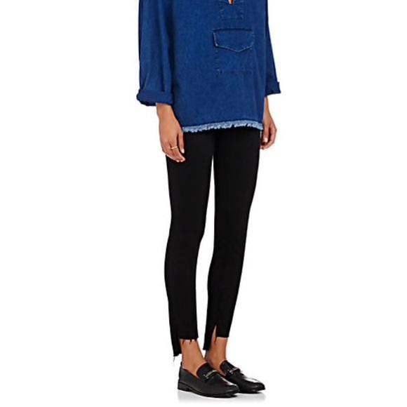 frame le skinny de jeanne raw stagger hem jeans